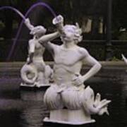 Satyrs Spout Purple Water At Forsyth Fountain Art Print