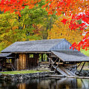 Sawmill Reflection, Autumn In New Hampshire Art Print