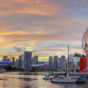 Science World And Bc Place Stadium At Sunset. Vancouver, Bc Art Print