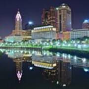 Scioto Reflection At Night Art Print