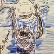 Scuba Diving With Sharks Art Print
