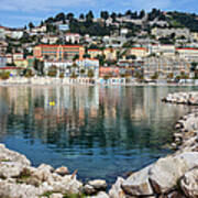 Sea Bay In Menton Town On French Riviera Art Print