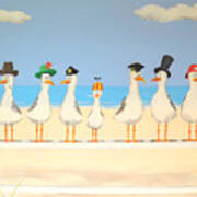 Seagulls With Hats Art Print