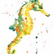 Seahorse  - Yellow Seahorse Art Print