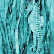 Seahorse In Blue Art Print