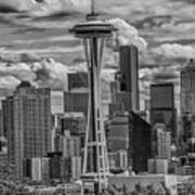 Seattle's Urban Landscape - Black And White Art Print