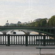 Seine River Paris Bridge Man Bench Texture Effect Art Print