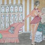 Shabby Chic -- Art Deco Interior W/ Fashion Figure Art Print