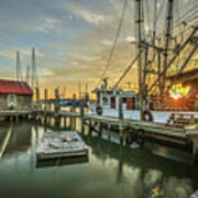 Shem Creek Boathouse And Shrimp Boat Art Print