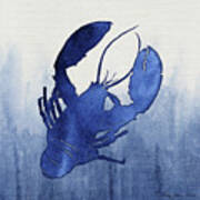 Shibori Blue 3 - Lobster Over Indigo Ombre Wash Art Print