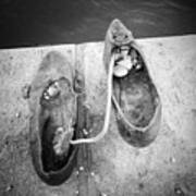 Shoes Memorial Budapest Black And White Art Print