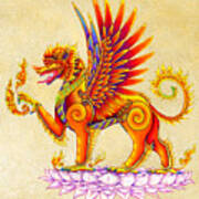 Singha Balinese Winged Lion Art Print