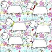 Six Westies In A Spring Plaid Art Print