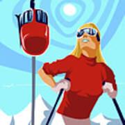 Ski Bunny Retro Ski Poster Art Print