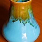 Small Turquoise Vase With Honey Amber Art Print