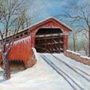 Snow Covered Bridge Art Print