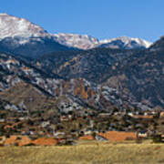 Snow Covered Pikes Peak And The Manitou Incline Art Print