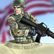 Soldier In A Tank Art Print