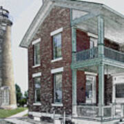 Southport Lighthouse Kenosha Wisconsin Pa 01 Art Print