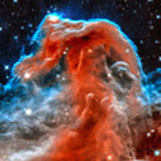 Space Image Horsehead Nebula Orange Red Blue Black Art Print