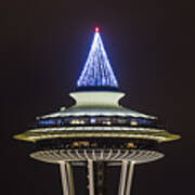 Space Needle Christmas Tree Art Print