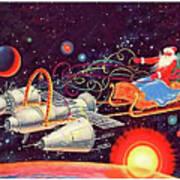 Space Santa Claus Art Print