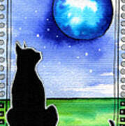 Sparkling Blue Bauble - Christmas Cat Art Print