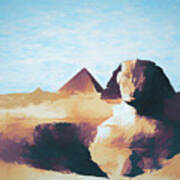 Sphinx And Pyramids Art Print