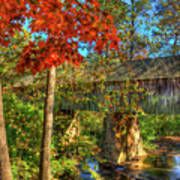 Splash Of Color Concord Covered Bridge Art Art Print