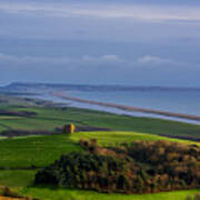 St Catherines Chapel And Chesil Beach Art Print