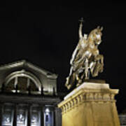 St Louis Art Museum With Statue Of Saint Louis At Night Art Print