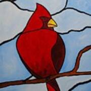 Stained Glass Cardinal Art Print