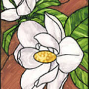 Stained Glass Magnolias Art Print