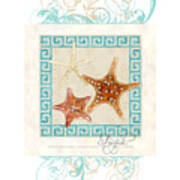 Starfish Greek Key Pattern W Swirls Art Print