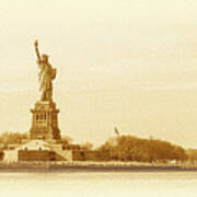 Statue Of Liberty Old Yellow Art Print