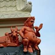 Statue Of Nandi Bull And One God Holding Conch At Sri Senpage Vinayagar Hindu Temple Singapore Art Print