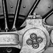 Steam Engine Wheel Bw Art Print