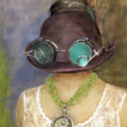 Steampunk Beauty With Hat And Goggles Art Print