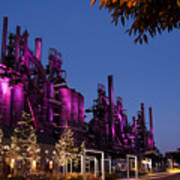 Steel Stacks At Night Art Print