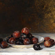 Still Life With A Plate Of Plums Art Print