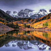 Storm Clouds Over Maroon Bells Art Print