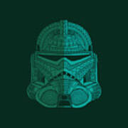 Stormtrooper Helmet - Star Wars Art - Blue Green Art Print