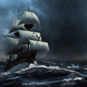 Stormy Seas - Nautical Art Art Print