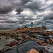 Stormy Sunrise Over Scituate Lighthouse Art Print