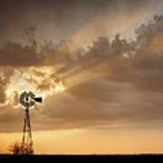 Stormy Sunset And Windmill 03 Art Print