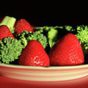 Strawberries And Broccoli Art Print