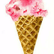 Strawberry Ice Cream Cone Art Print