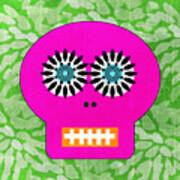 Sugar Skull Pink And Green Art Print