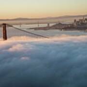 Sun Rise At Golden Gate Bridge Art Print