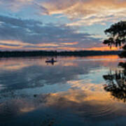 Sundown Kayaking At Lake Martin Louisiana Art Print